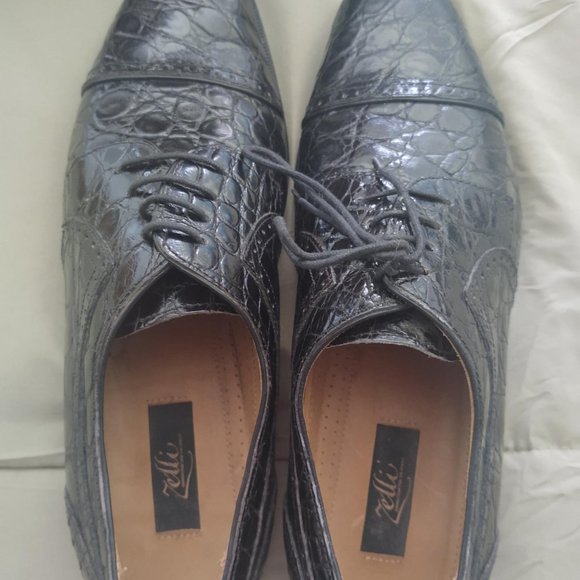 Zelli Men's Crocodile Leather Shoes - BLACK 12M - Picture 5 of 12